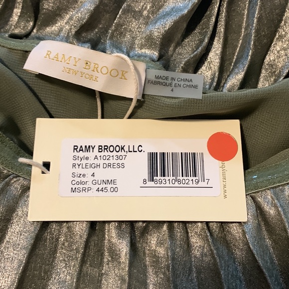 Ramy Brook Ryleigh Pleated Gunmetal Metallic Strapless Minidress, Size 4, NWT - Picture 6 of 8